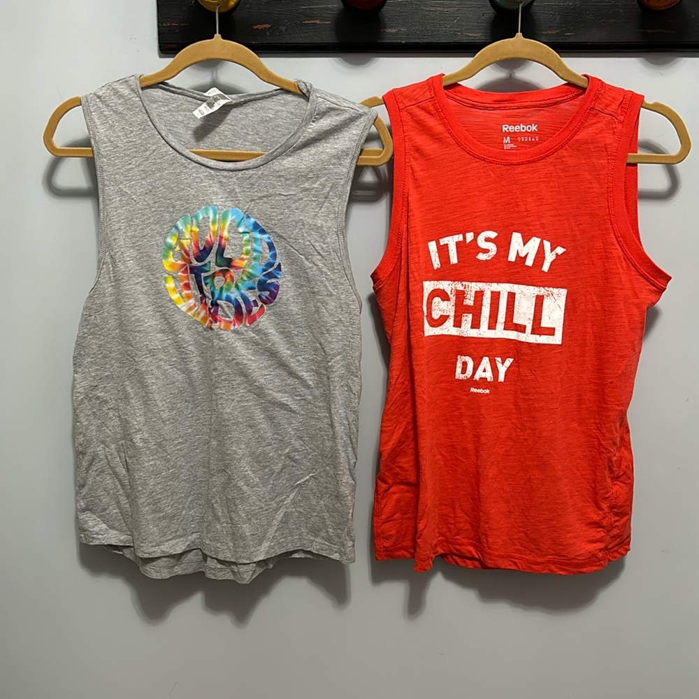 Active Reebok & good vibes shirts size medium